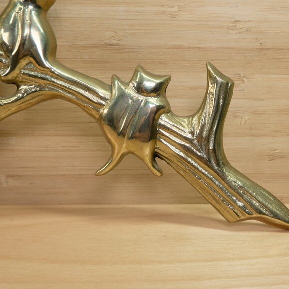 Vintage Brass Cat Family on Branch Wall Hanging / Cats Under Moon Wall Plaque - Picture 5 of 8